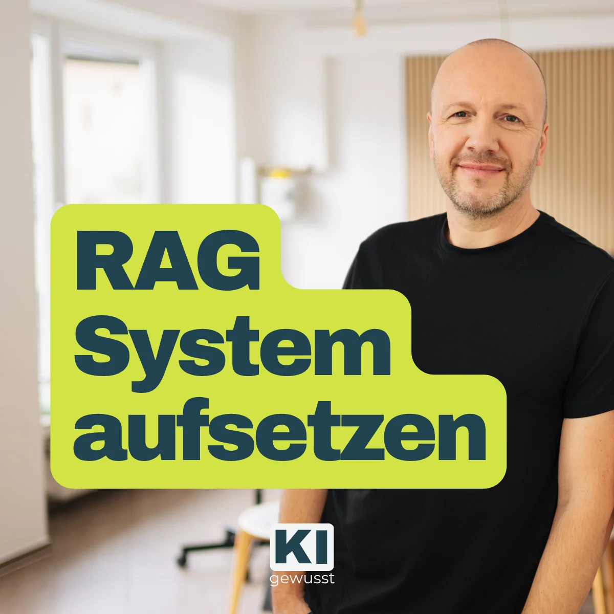 Ralf Cornesse von gewusst:KI im Büro mit dem Schriftzug 'RAG-System aufsetzen' als Leitfaden für Unternehmen, die eigenes Firmenwissen per RAG an ein Sprachmodell anbinden
